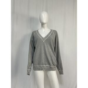 THE GREAT. Gray V-Neck Sweatshirt